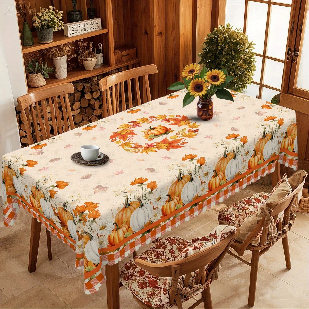 

Прямоугольная скатерть Autumn Pumpkins Daisy Floral 100% полиэстер