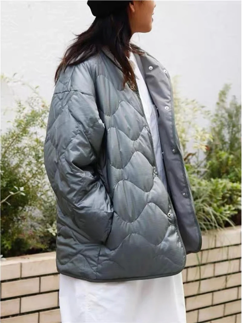 Nanamica Japanese style reversible waterproof diamond collarless light down jacket