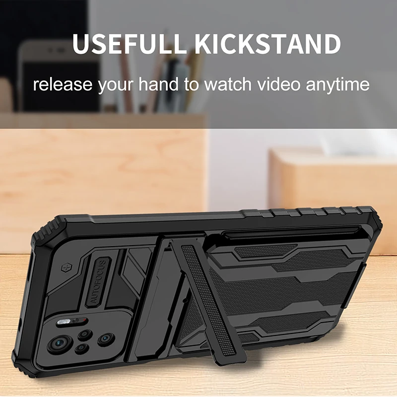 King Kong Card Bag Holder Phone Case For Xiaomi Redmi Note 10 9T 9A 9C 9 X 3 Fully Wrapped Anti Seismic Shatterproof Color Cover |