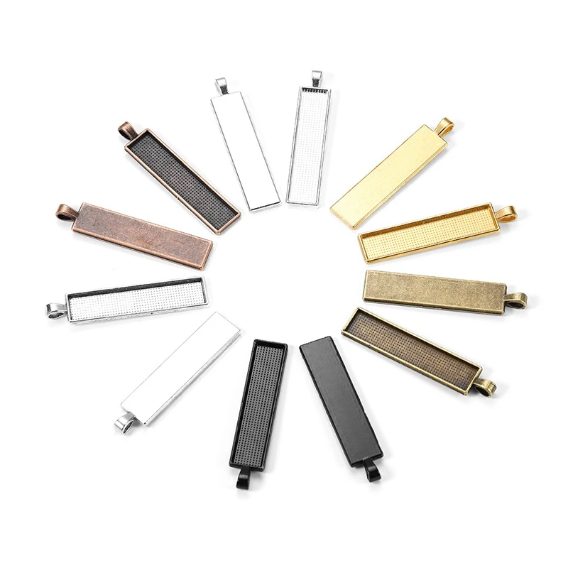 

30 шт. 6 цветов подвесной лоток 30 шт. Прямоугольные рамки лотки с 30 шт. стеклянных кабошонов настройки для ремесленной фотосмолы сделай сам