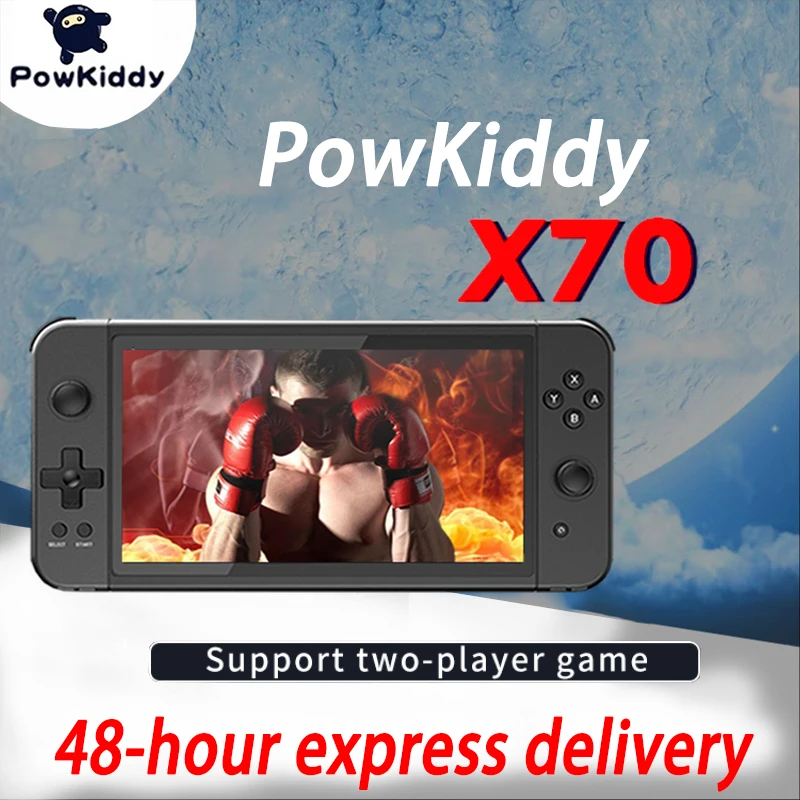 HOT 2023  POWKIDDY   X70 Trendy Handheld Game Console  HD Screen 7 Inch Retro Game HD 64GB Dual Grip Built-in 6000 Games