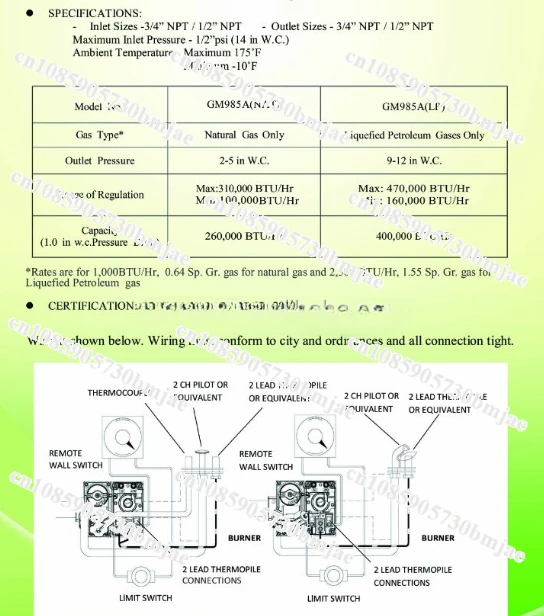 Газовый клапан для фритюрницы Robertshaw 007