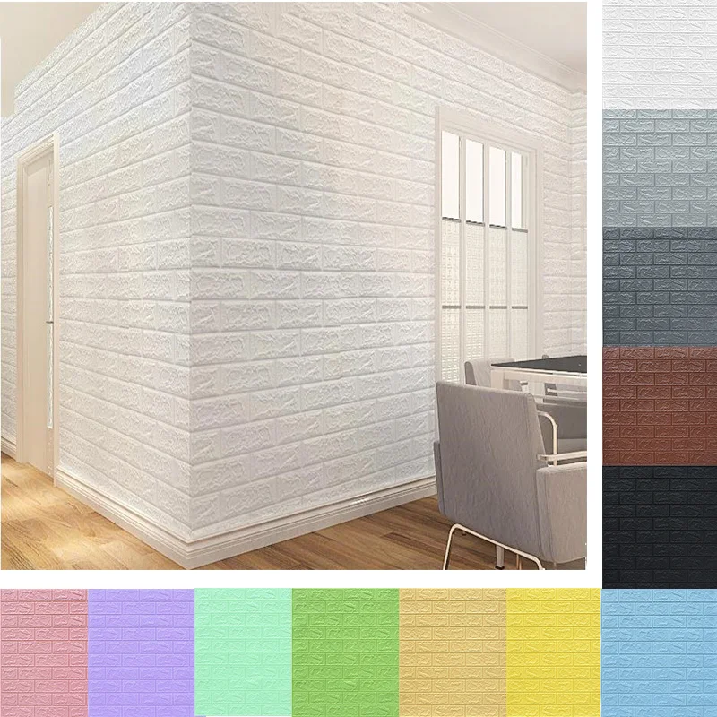 

Настенная 3D наклейка для гостиной 77*70 см, белая Красочная искусственная вспененная декорация для телевизора, кухонная настенная Водонепроницаемая влагостойкая обои