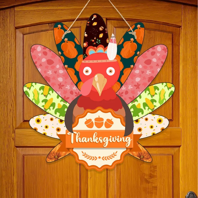 

Thanksgiving Decoration Door Sign Turkey Hanging Festive Atmosphere Door Tag