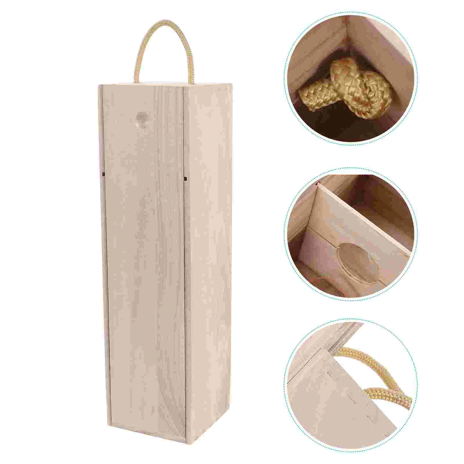 

Wooden Box Wood Boxesgiftslid Container Carrier Unfinished Handle Drop Decorative