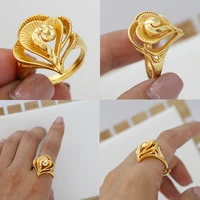 24k gold plated heart ring metal simple jewelry african garland women dubai wedding party boho gift original innovative design