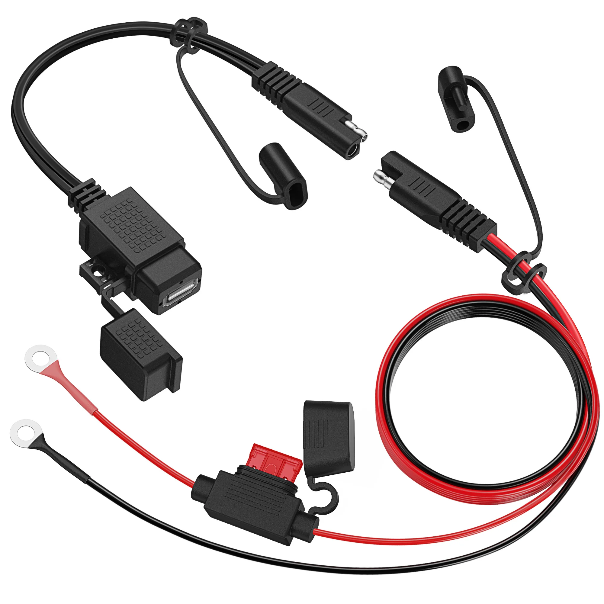 

Кабель-адаптер MICTUNING SAE-USB, водонепроницаемый USB-порт с линейным предохранителем, быстроразъемная зарядка для мотоцикла, мобильного телефона