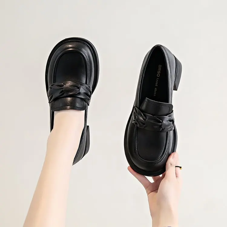 

Женские туфли-оксфорды без шнуровки, Повседневные кроссовки с закрытым носком, лоферы с мехом, с круглым носком, черные, на осень