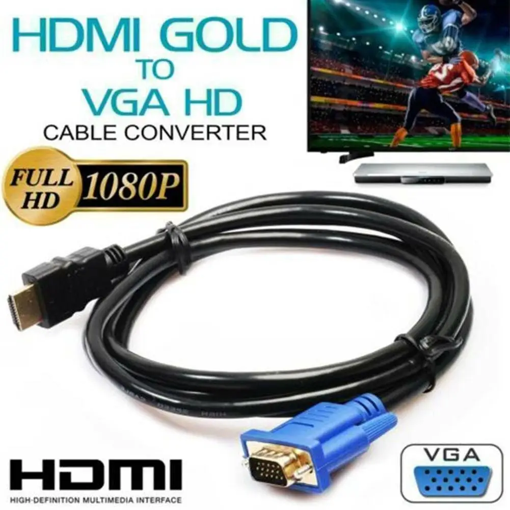 Переходник HDMI (штекер)/VGA (разъем), 1080P, с аудиоразъемом, для планшетов, ноутбуков, ПК, ТВ