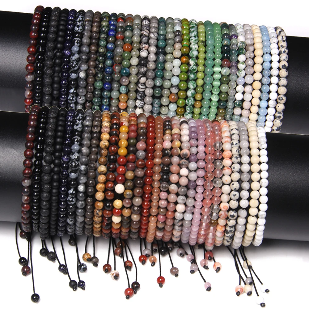 Плетеный браслет из натурального камня