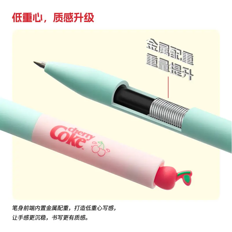 Фото Ручка-роллер KACO FIRST Cherry Coke (совместный выпуск), 0.5 мм, с черными чернилами, большой объем, для студентов, канцелярские товары для офиса №1