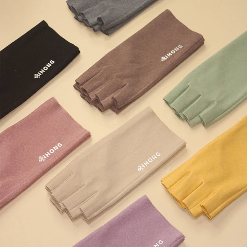 

Зимние женские перчатки на полпальца сохраняют тепло перчатки короткие рукавицы на полпальца однотонные тонкие Нескользящие перчатки без пальцев для вождения