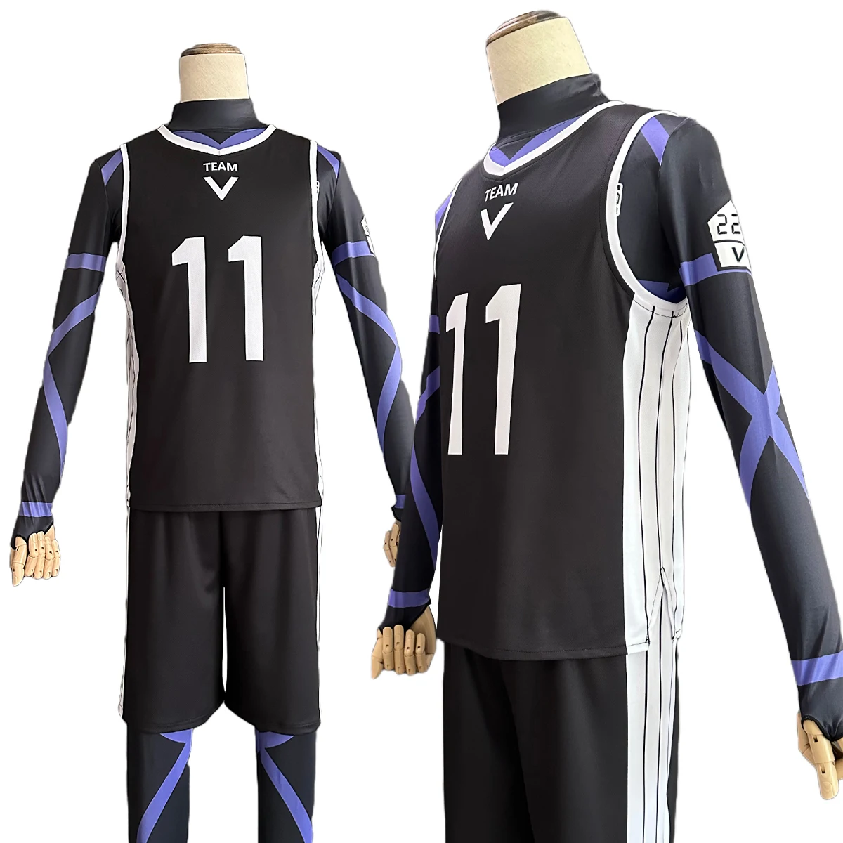 HOLOUN Blue Lock Anime Reo Mikage Nagi Cosplay Costume Wig Black Jersey Football Training Uniform Rose Net Synthetic XXS-2XL