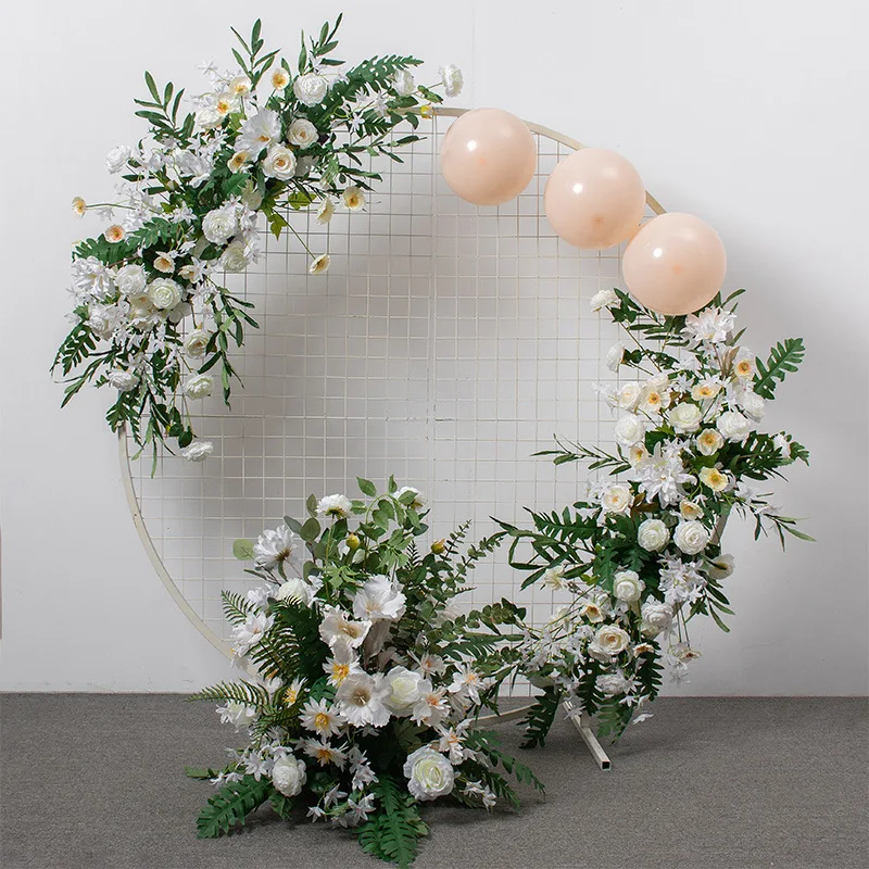 

Crescent Artificial Wedding Flowers Row Arch Decor Wall Backdrop Arrange T stage Road Lead Props Table Centerpieces Flower Ball