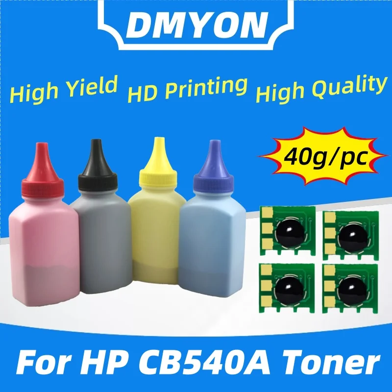 Фото 1 комплект тонера с порошком и чипом CB540A CB540 CB541A CB542A CB543A 125A для HP Color LaserJet CP1215 CP1515n CP1518n CM1312 CM1312nfi №1