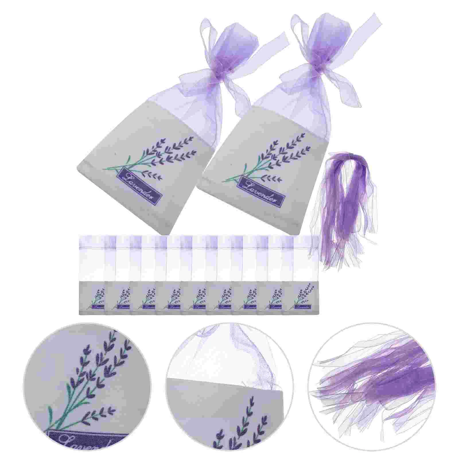 

30pcs Empty Sachets Bag Flower Printing Fragrance Lavender Sachet Bag Purse (New Style) - Light Purple Dried Home