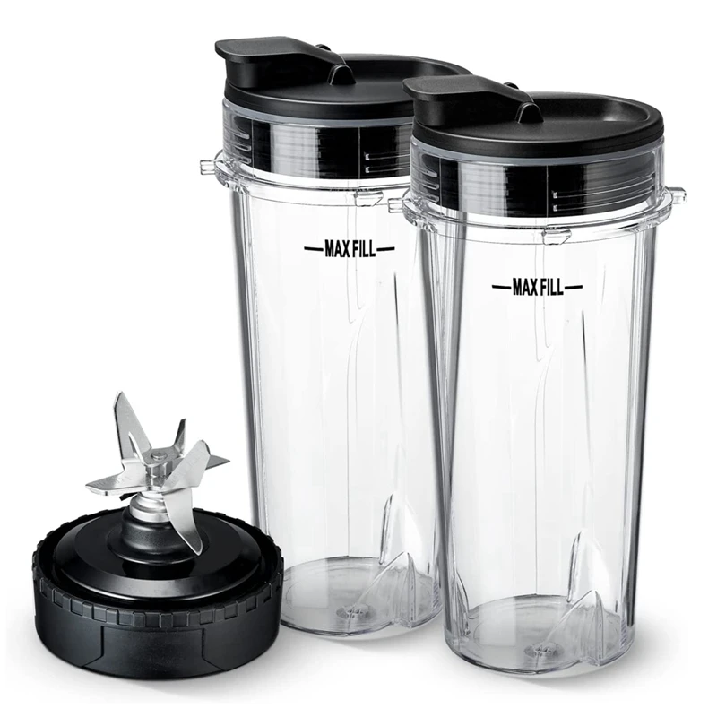 

16 Oz Single Serve Cups & Blade Assembly, Replacement Parts For Nutri Ninja Blender BL660 BL770 BL780 BL740 BL773CO