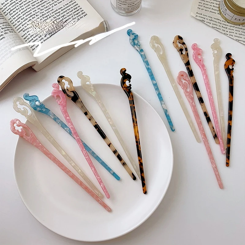 

Модные палочки для волос в китайском стиле, винтажные ацетатные палочки для еды, женские шпильки для волос, свадебные украшения для волос, а...