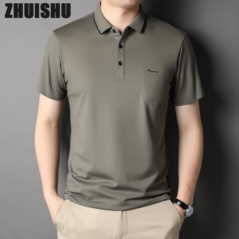 

Top Quality Summer Men's Short Sleeve Polo Shirts High-End Male Business Casual Classic Solid Color Men T-Shirt Camisas Clothing