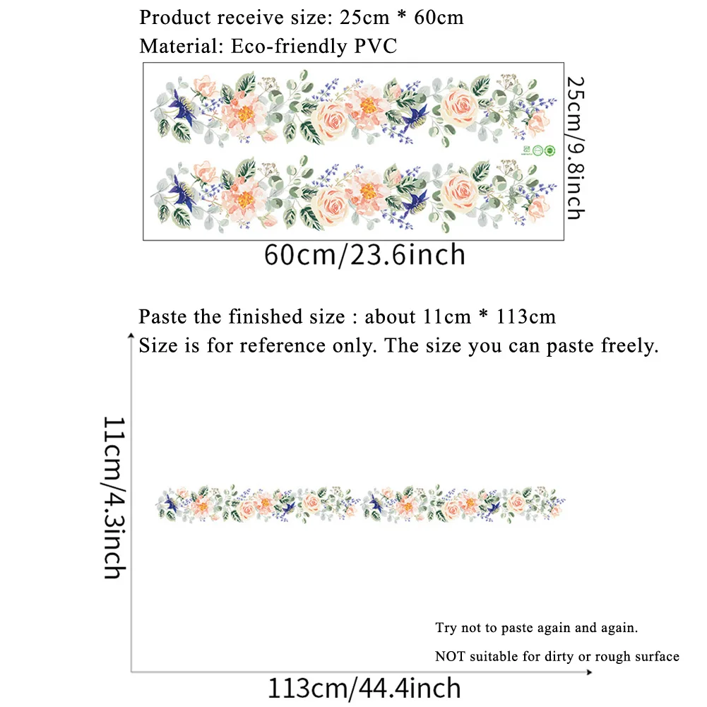 Красивая Настенная Наклейка с цветочным рисунком для гостиной спальни талии