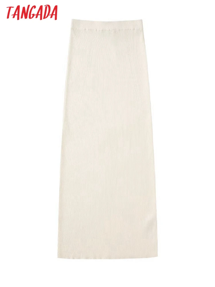 

Юбка женская трикотажная бежевая с высокой талией и поясом