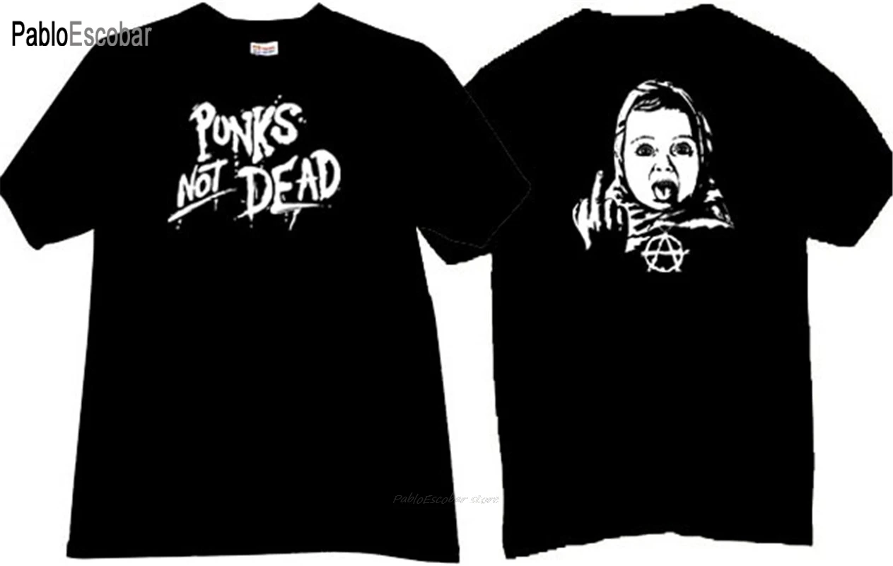 Мужская черная хлопковая футболка Punks Not Dead