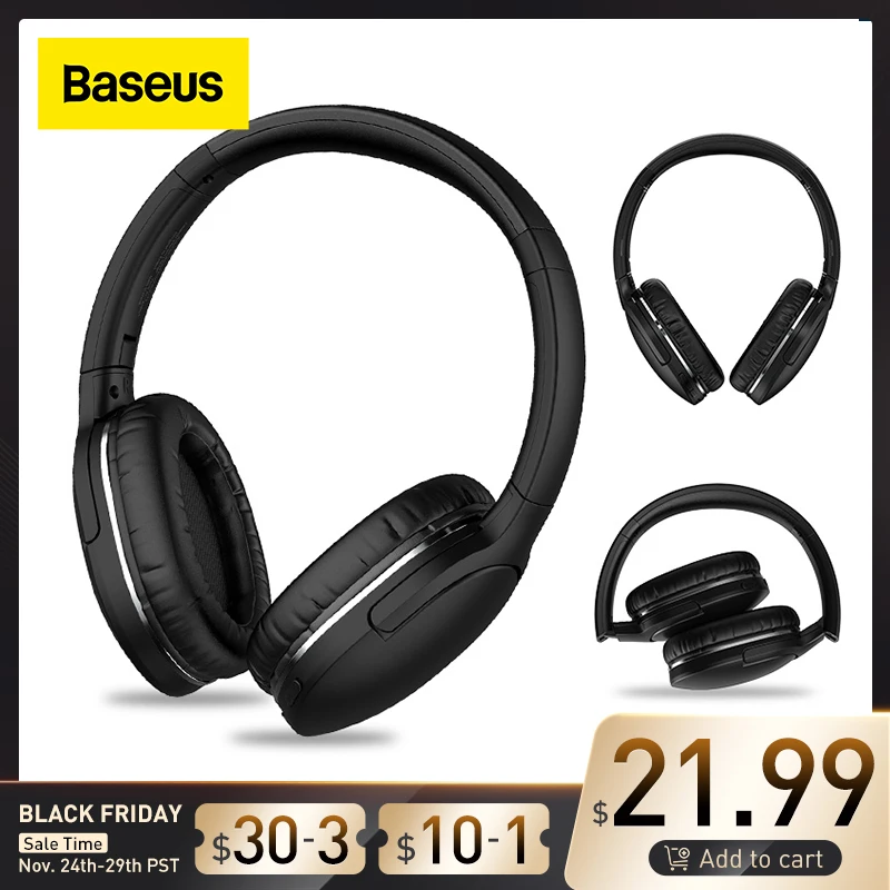 Baseus D02 Pro Wireless Bluetooth Headphones HIFI Stereo Earphones Foldable Sport Headset with Audio Cable foriPhone tablet
