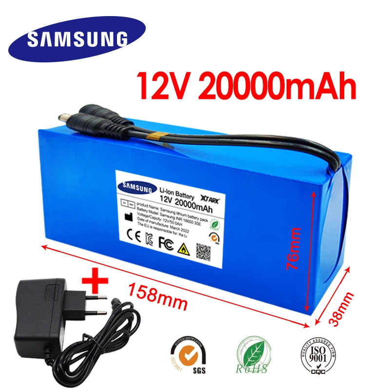 

20000mAh Brand New DC12V Li-Ion Super Rechargeable Battery AC Charger Switch Explosion Proof US/EU Plug 12V 2021