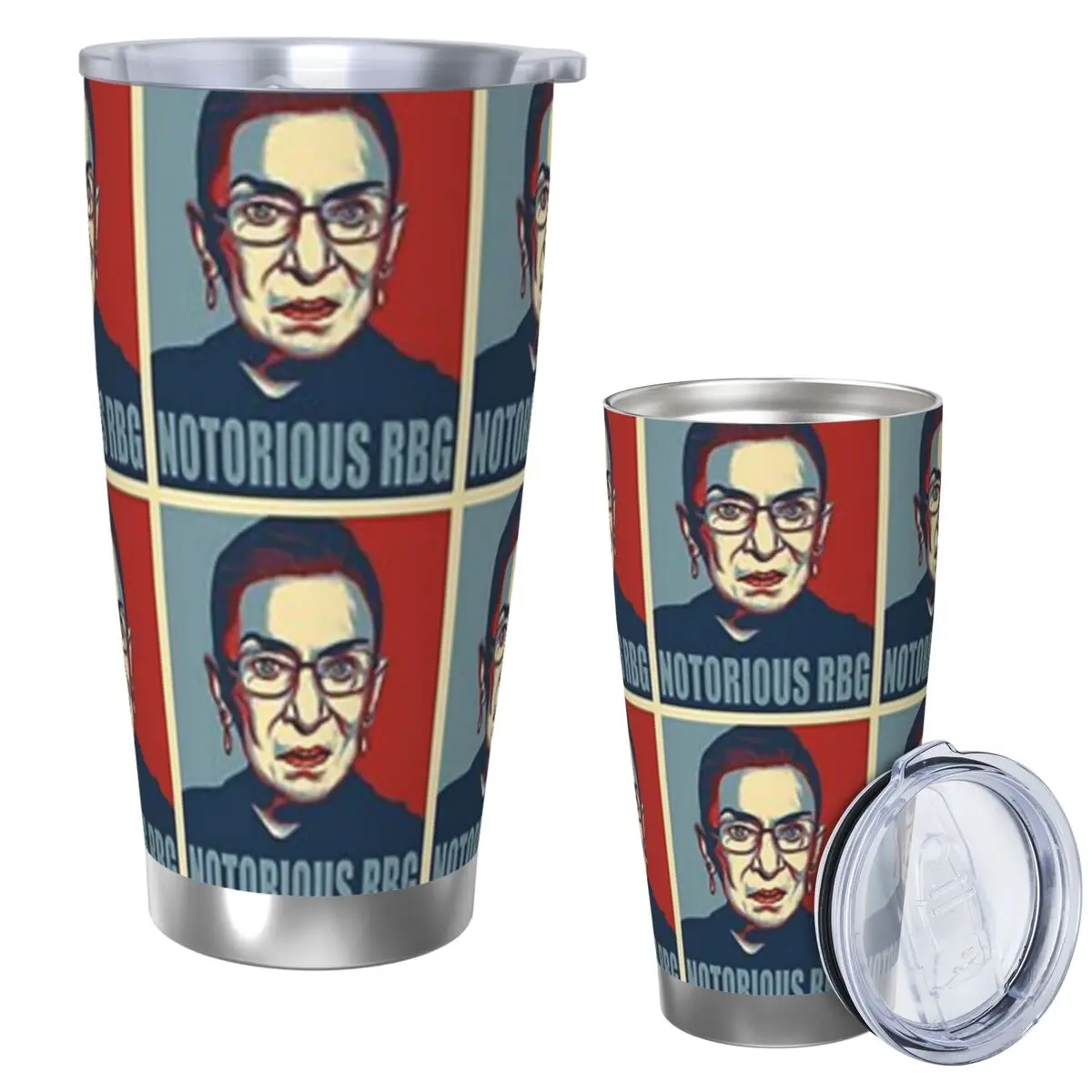 Фото NOTORIOUS RBG Ruth Bader Ginsburg Стакан из нержавеющей стали, кружки с вакуумной изоляцией, термохолодные соломинки для бутылок с крышкой, 20 унций №1