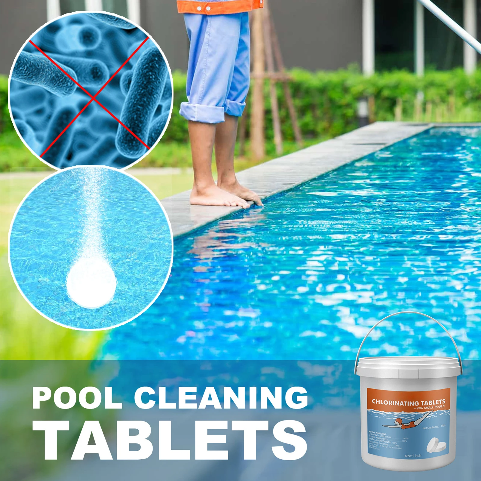 

1 lb Pool Chlorine Tablets Chlorine Tablets for Hot Tub Plunge Pools and Spas Floating Applicator Floater Cleaner Tool