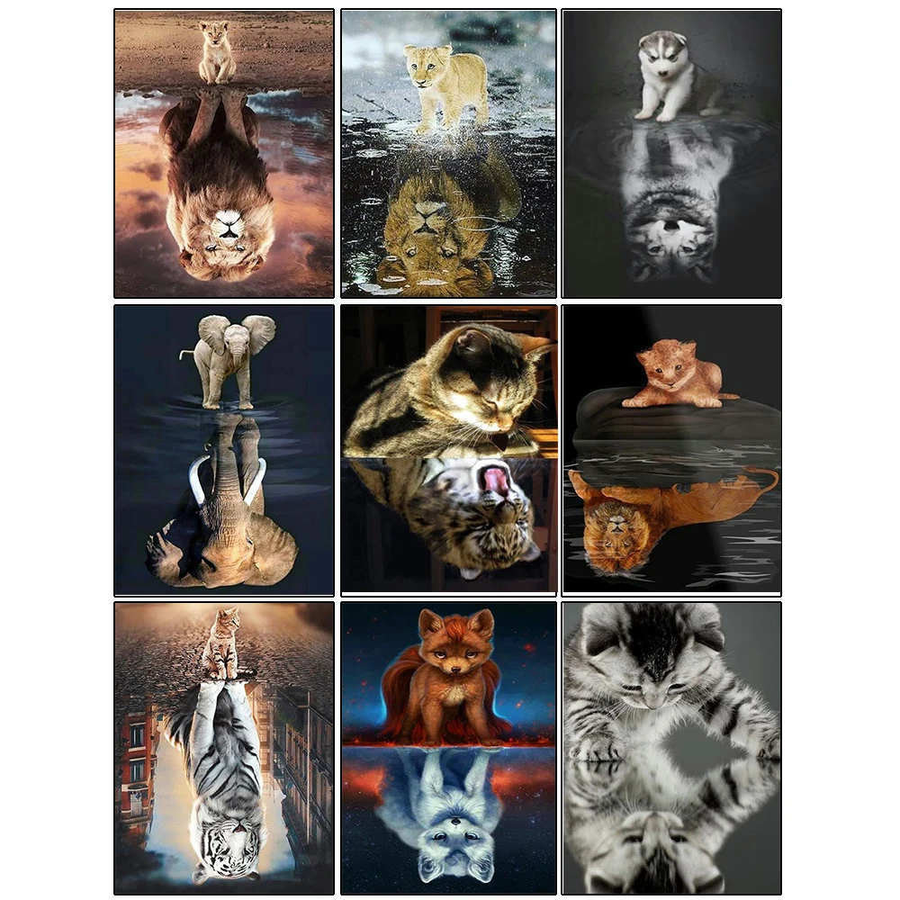 

Rhinestone Painting Crystal Decor Diy Diamond Painting Animal dog cat lion Cross Stitch Pattern Diamond Embroidery