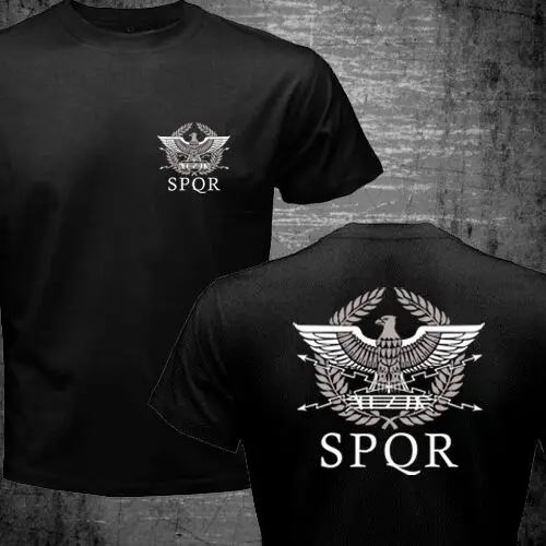 

Amazing Tees Men T Shirt Double-sided Casual Unique Oversized New SPQR Roman Rome Senate Military Faction Eagle Logo T-shirt