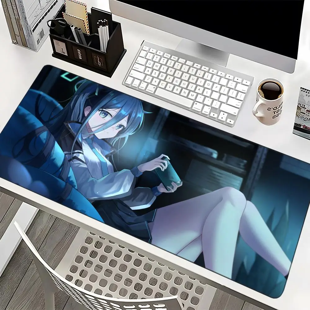 Коврик для мыши в стиле аниме милый девушка с голубым архивом игровой коврик 600x300
