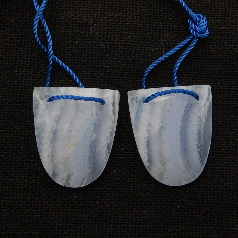 

Hot Sale Blue Lace Agate Double hole Earrings Bead, stone for earrings making20x17x3mm4.7g