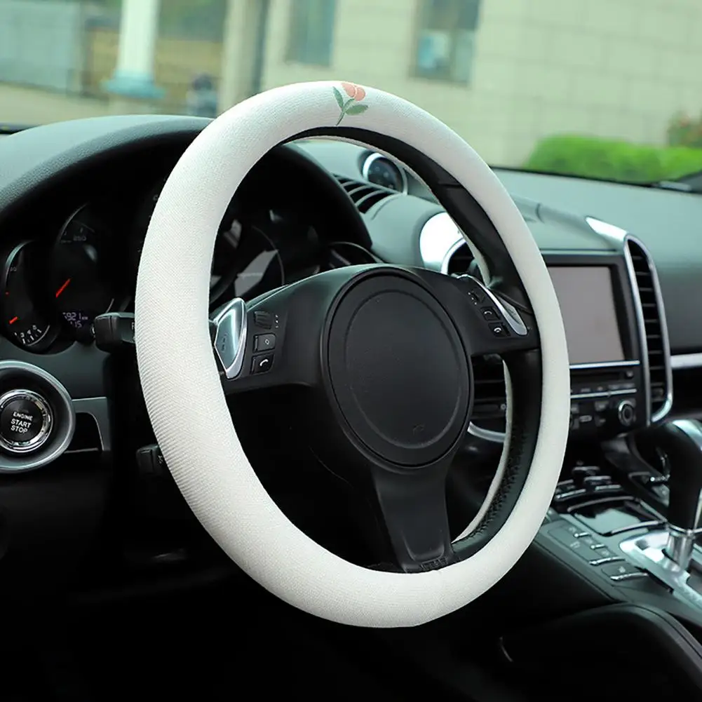 

Reliable Steering Wheel Cover Sweat-absorption Lightweight Steering Wheel Cushion 38CM Anti Slip Car Steering Wheel Cover