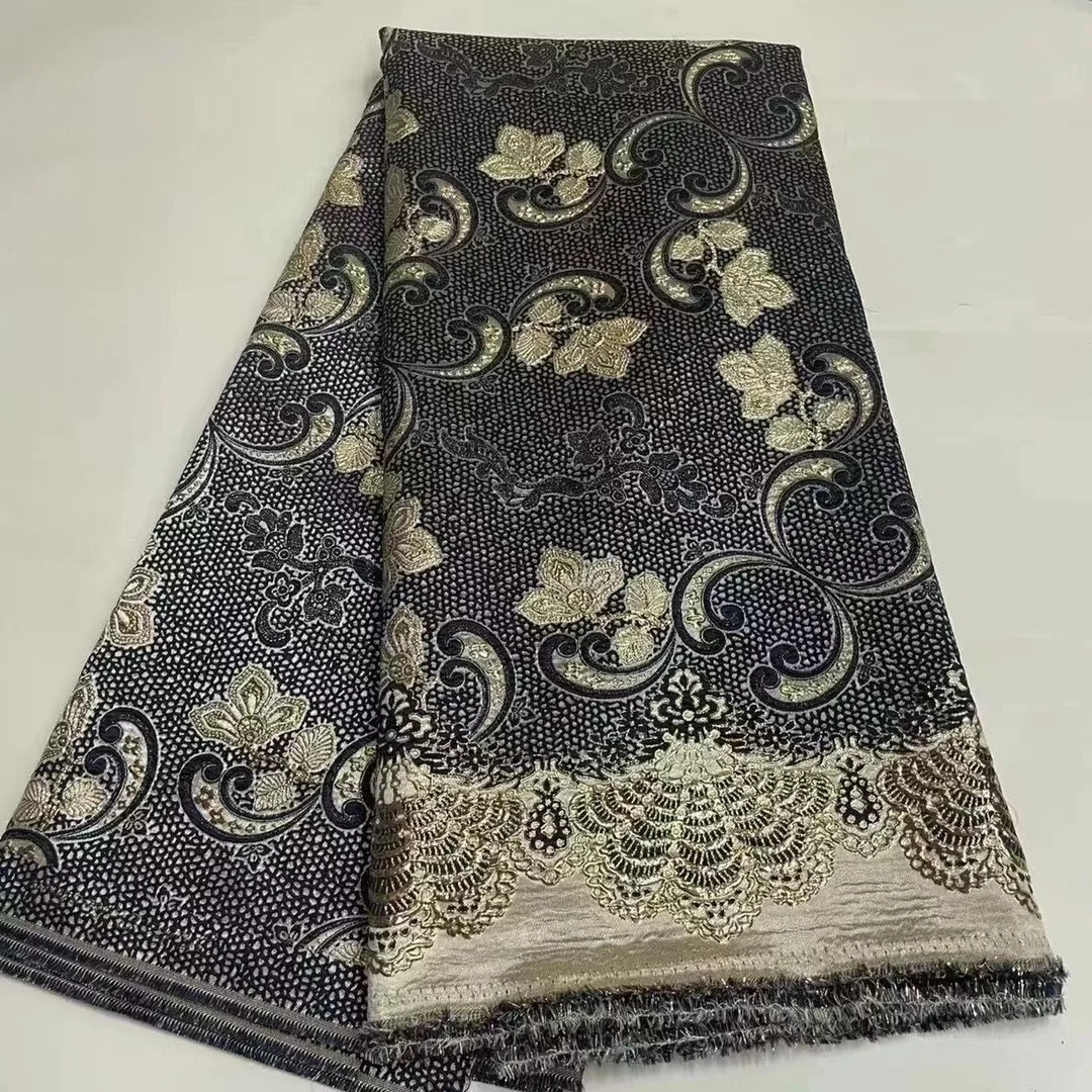 

5Yards African Jacquard Lace Fabric Nigerian Woman Brocade Cloth Floral Damask Material Flower Brocard Tssu For Dress