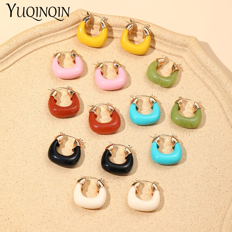 Модные 2021 в Корейском стиле ретро красочные серьги винтажном смолы акриловые