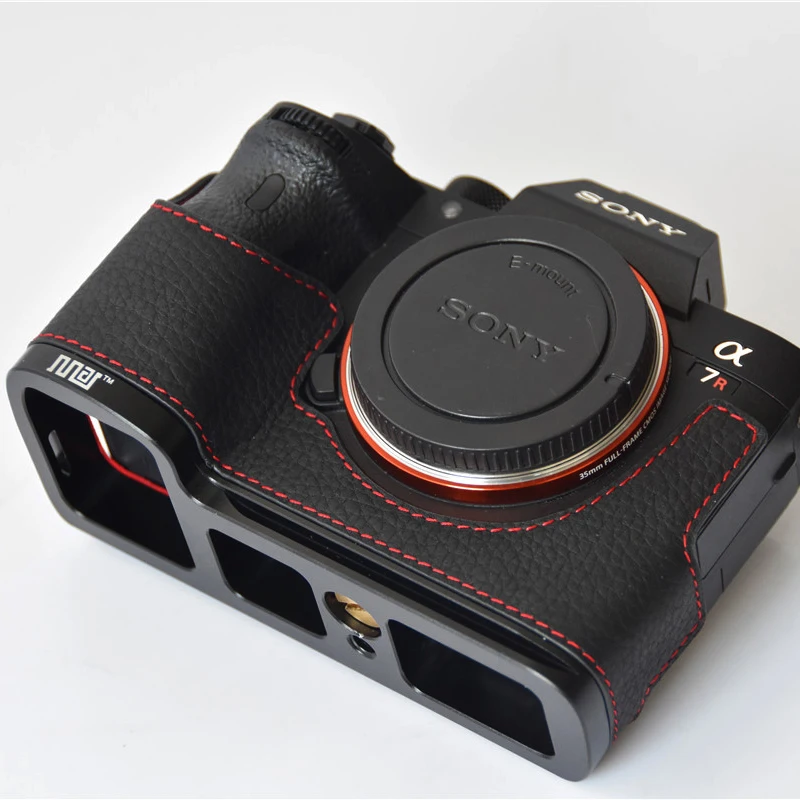 Genuine Real Leather Camera Bottom Case Half Body Set Cover for Sony A7R3 A7R Mark 3 A7RM3 A7III A9 Grip Holder Aluminum Plate