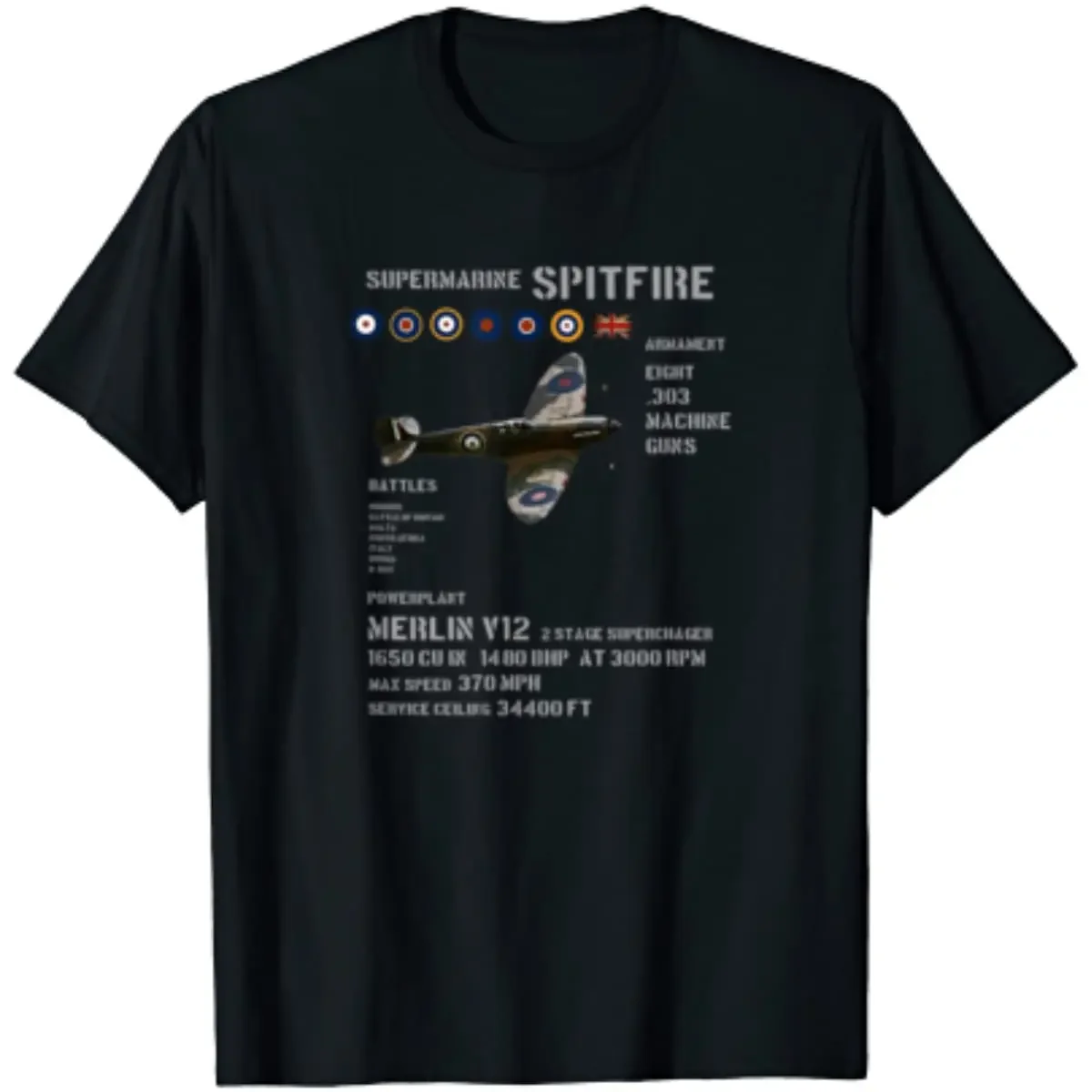 Футболка RAF Supermarine Spitfire Fighter Aircraft времен Второй мировой войны летняя повседневная