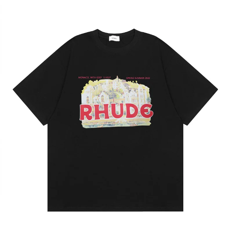 

2023ss High street Rhude T Shirt Men Women 1:1 Best Quality Multi Color Graphic Rhude T-shirt Vintage Tops Oversize Sh