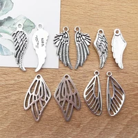 10pcslot zinc alloy antique silver wing shape charms pendant for diy necklace bracelets jewelry making findings accessories