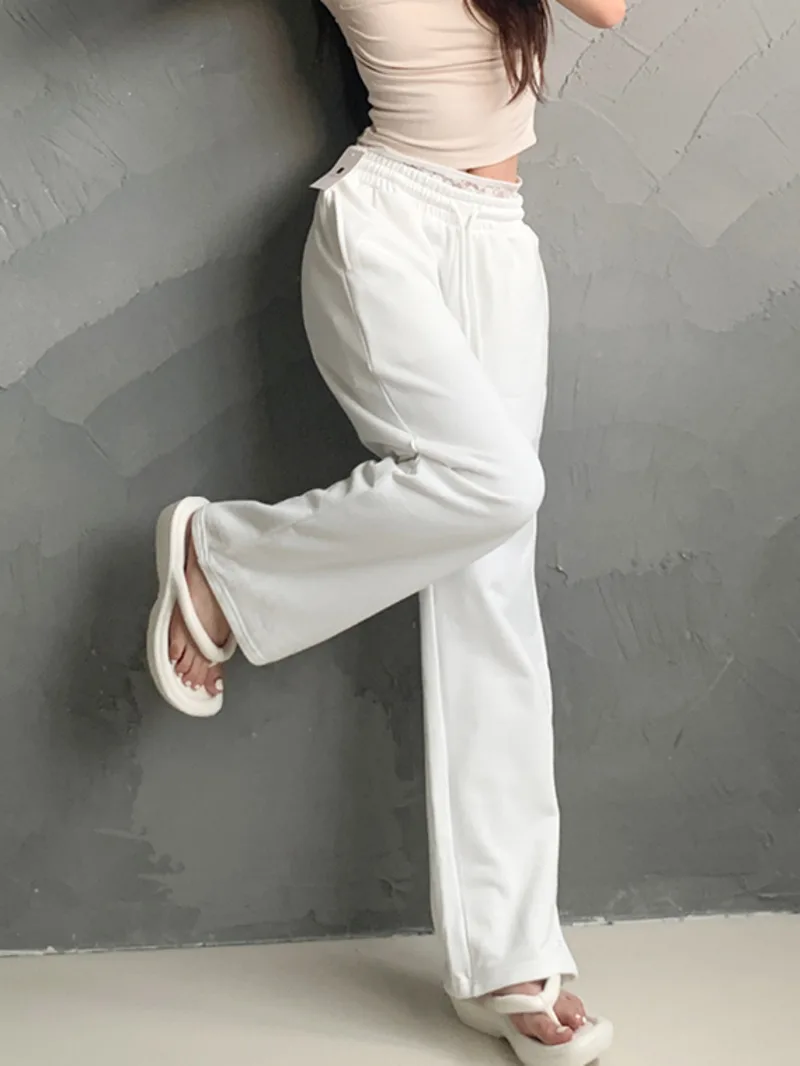 Брюки с кружевом для женщин весна/лето серые пряные девочек свободные брюки в пол