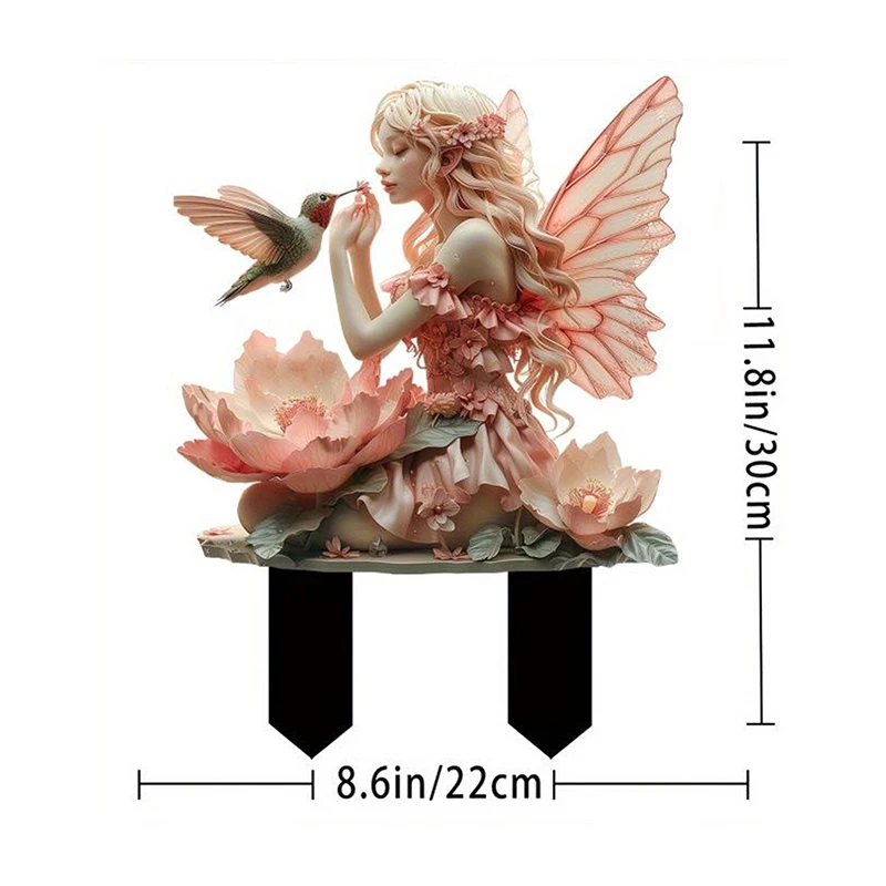 Акриловый садовый ворс керамика ветер розовая лента крыло фея колибри уличное