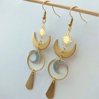 moon and sun witchcraft earrings crescent earrings witch celestial earrings boho earrings goddess jewelry gifts