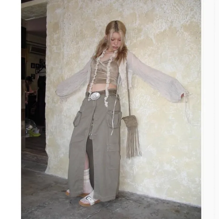 Женский тонкий кардиган с V-образным вырезом длинным рукавом и рюшами