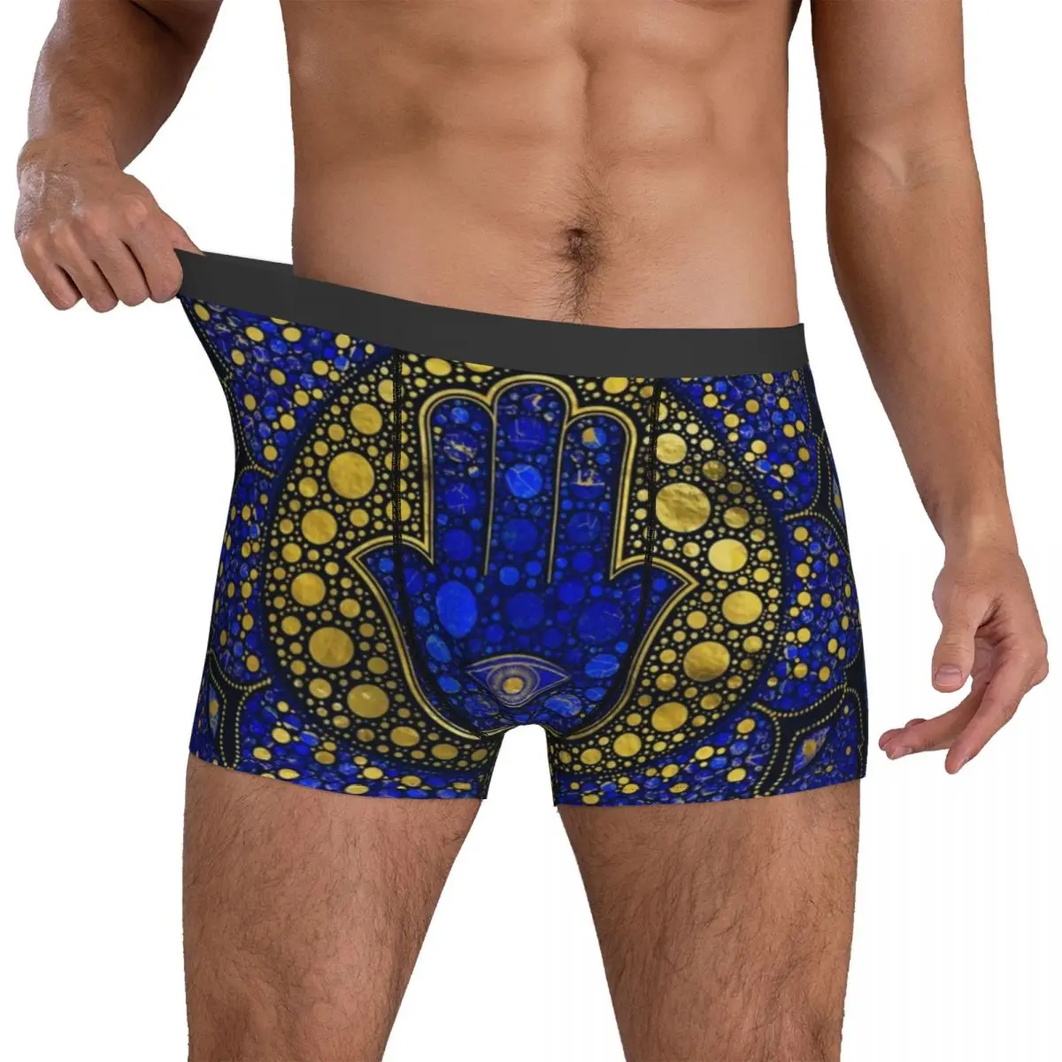 

Hamsa Hand Underwear Hand of Fatima Dot Art Printing Boxershorts High Quality Man Panties Cute Shorts Briefs Birthday Gift