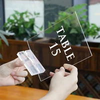 6pcs clear acrylic stand wedding logo holder with card slot card digital display stand for menu meeting table number photo