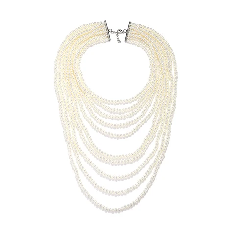 ZAA винтажное многослойное ожерелье-чокер с белой жемчужиной на цепочке для женщин, украшения для праздника, подарки
