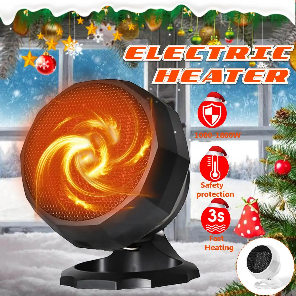 

1800W Mini Electric Heater Portable Desktop Fan Heater PTC Ceramic Heating Warm Air Blower Home Office Warmer Machine for Winter