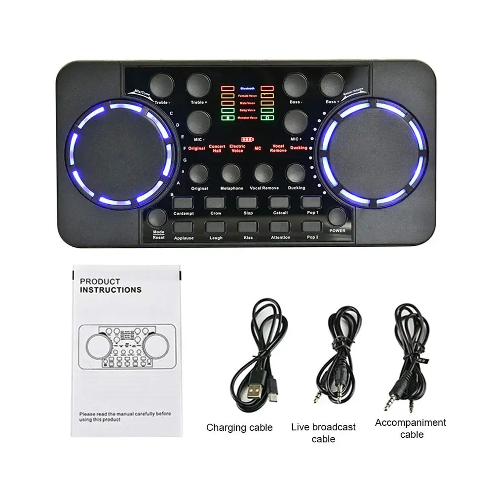 

Portable Mixer Recording Live Broadcast Sound Card For Phone Computer Studio Singing Noise Reduction Voice Changer 4.0